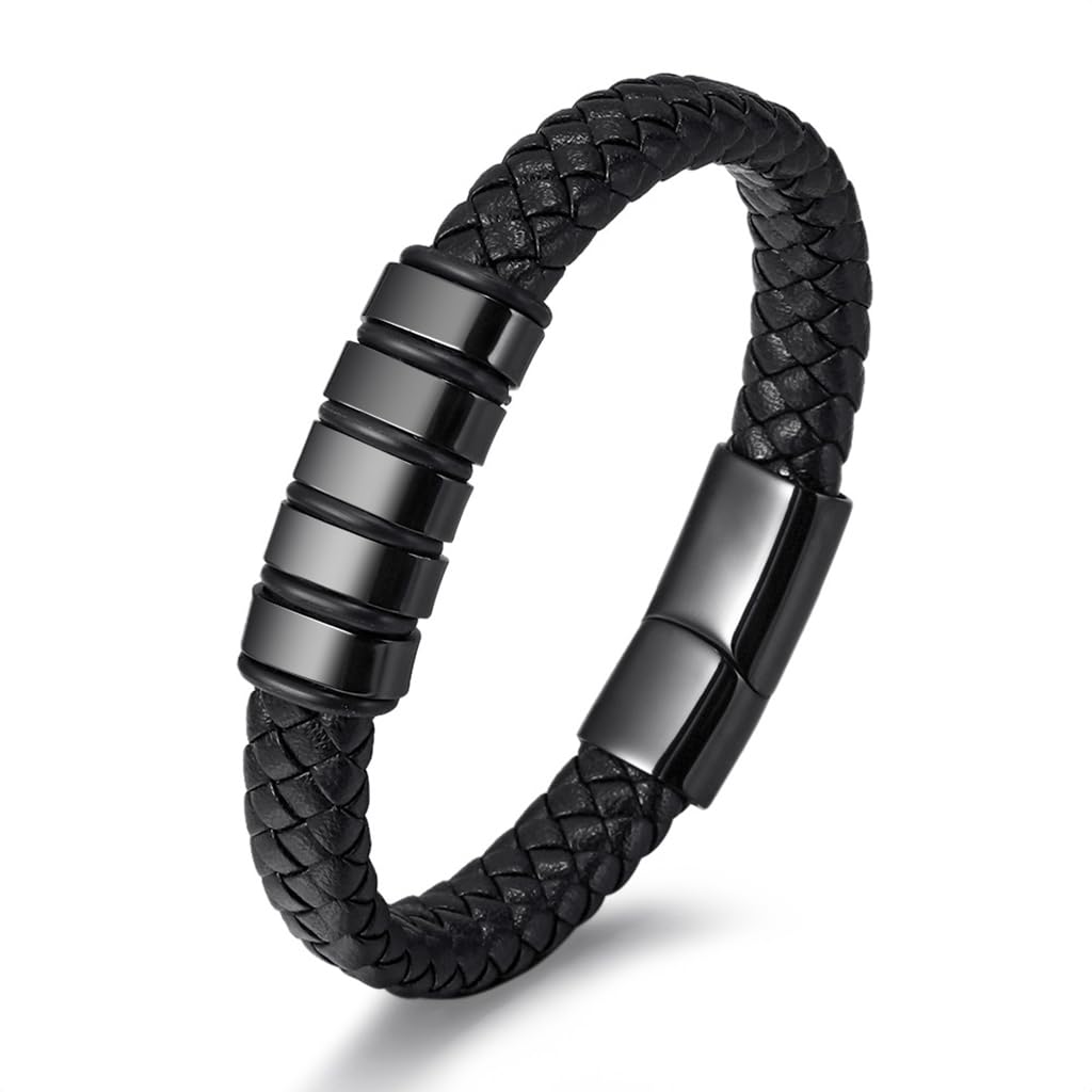 GUSTAVE Leather Bracelet for Men - Fashion Braided Wristband with Magnetic Closure - Versatile and Durable - Elegant Design for Casual and Formal Outfits, Gifts for Men GUSTAVE Leather Bracelet for Men - Fashion Braided Wristband with Magnetic Closure - Versatile and Durable - Elegant Design for Casual and Formal Outfits, Gifts for Men